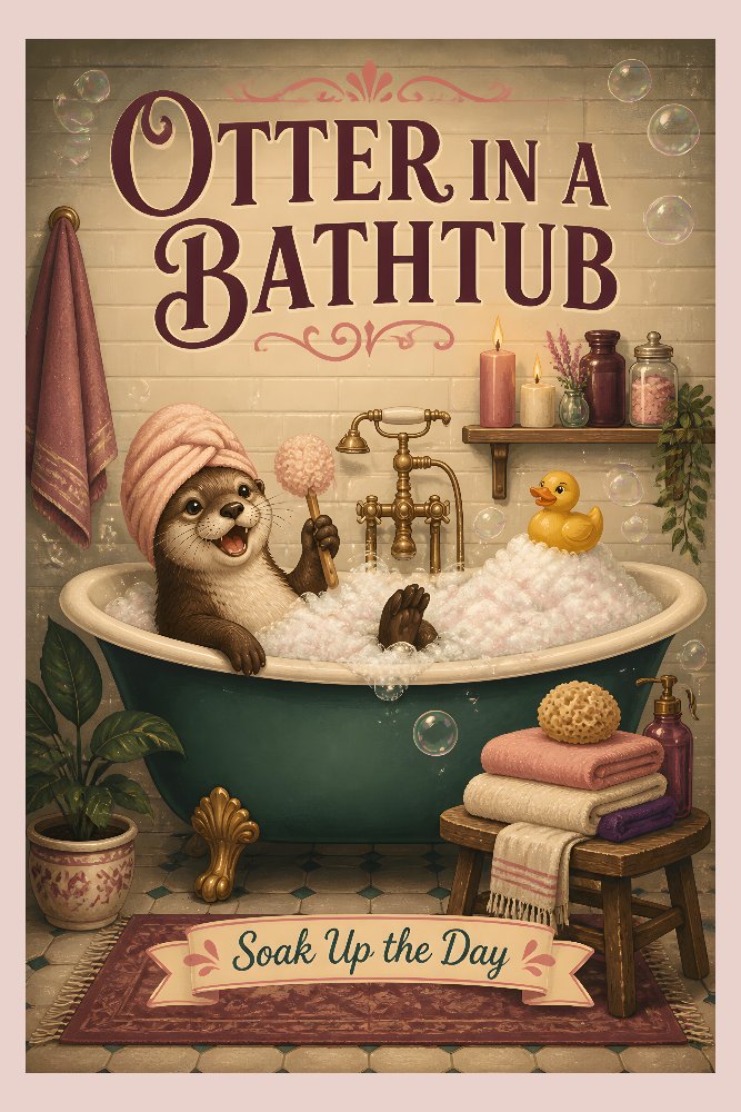 Otter in a Bathtub — Bathtub Otter by Fab Posters