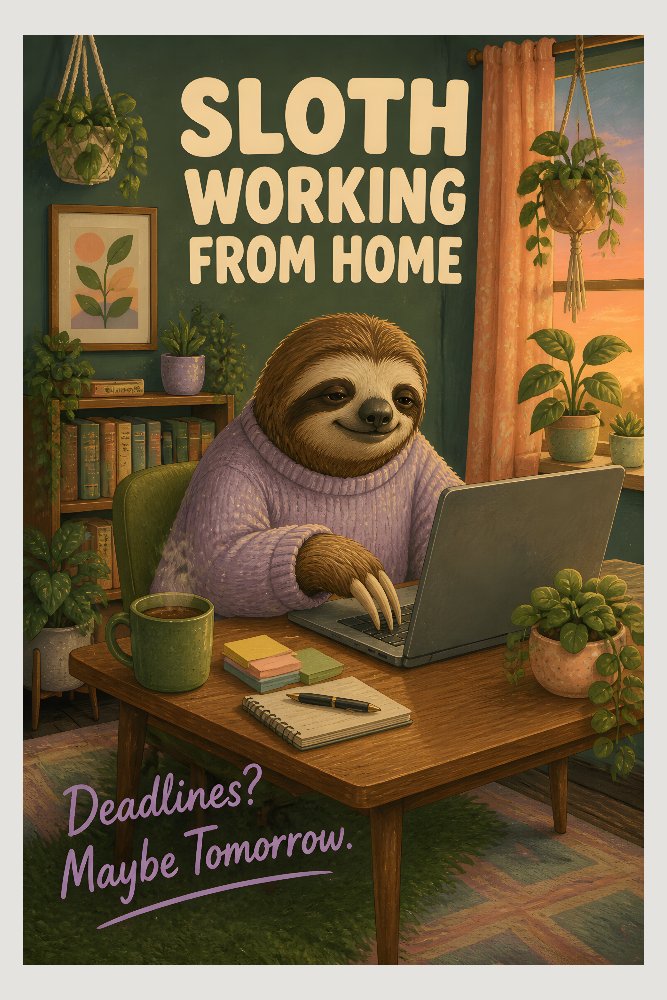 Sloth Working From Home — WFH Sloth by Fab Posters