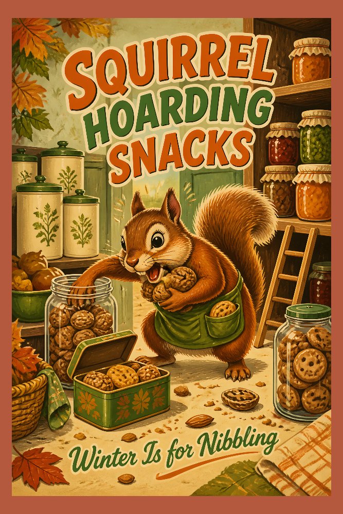 Squirrel Hoarding Snacks — Snack Squirrel by Fab Posters