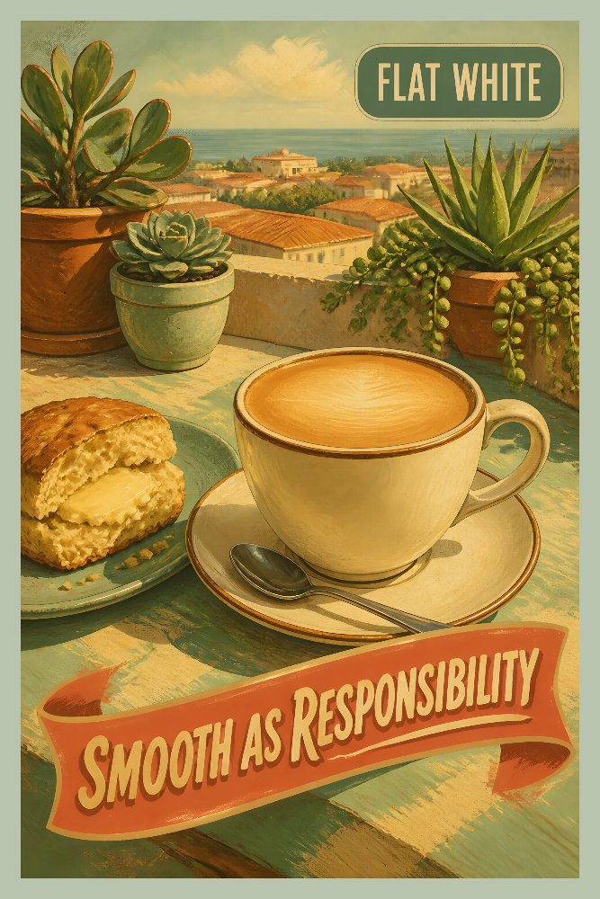 Cloudy Flat White by Fab Posters