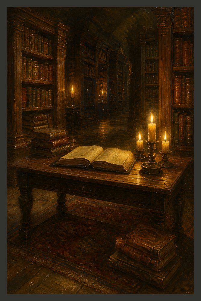 Haunted Library — Stacks of Silence by Fab Posters