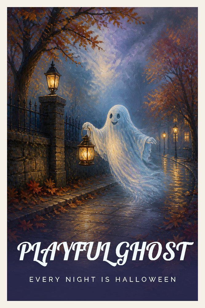 Playful Ghost — Friendly Float by Fab Posters