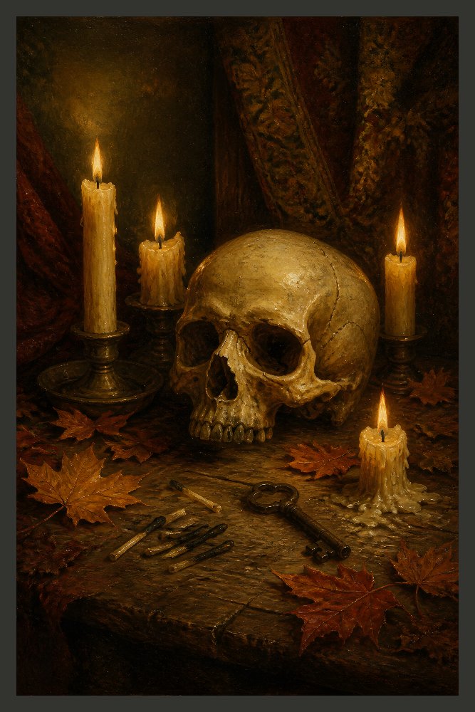 Skull & Candlelight — Amber Vigil by Fab Posters