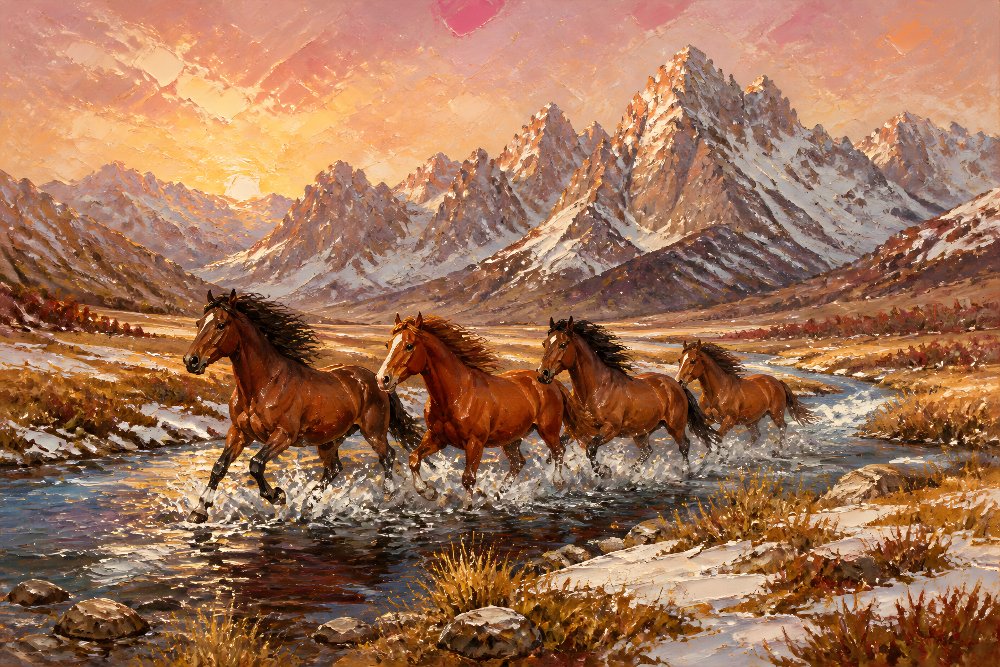 Horses in a Mountain Valley — Mountain Valley Horses by Fab Posters