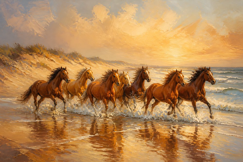 Horses Running Along a Beach — Coastal Run by Fab Posters