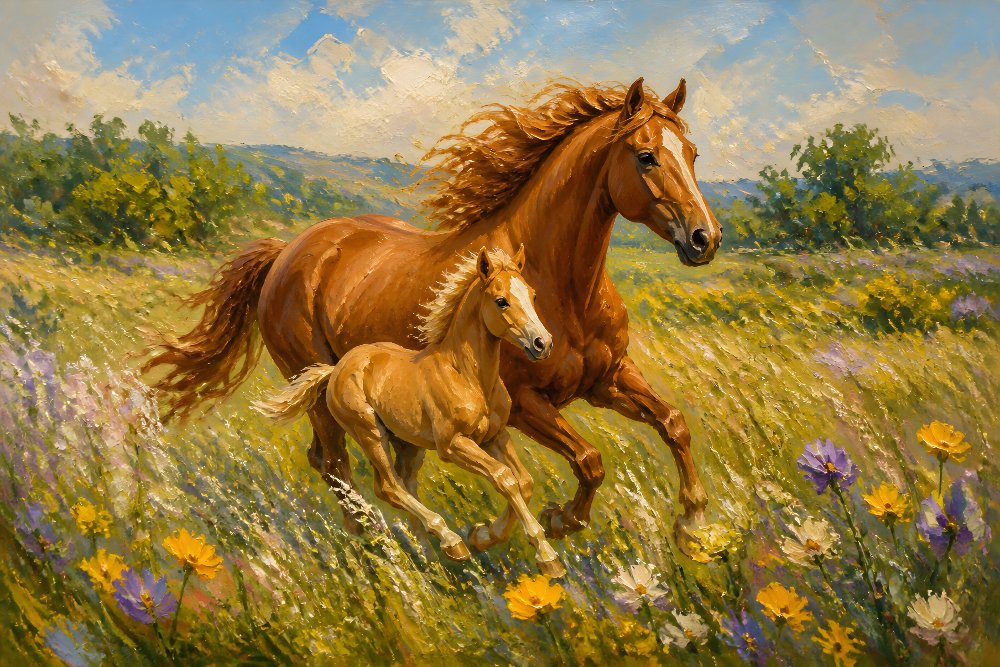 Mare and Foal Running Together — Mother and Foal by Fab Posters