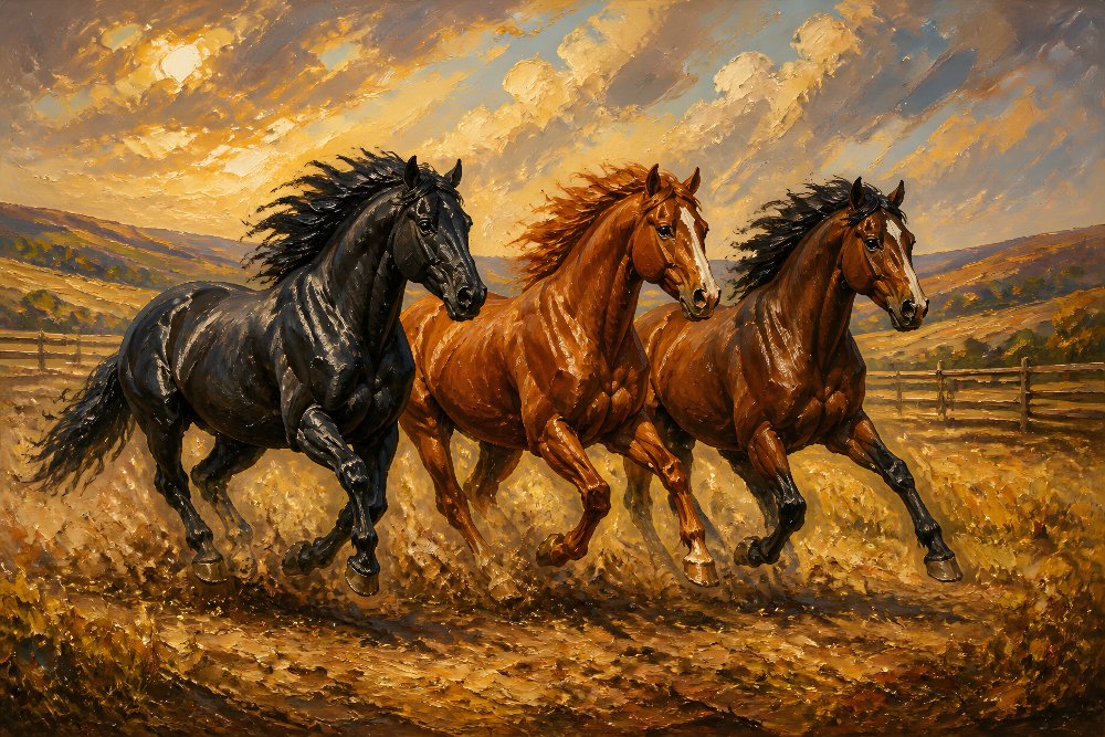 Three Powerful Stallions — Triple Thunder by Fab Posters