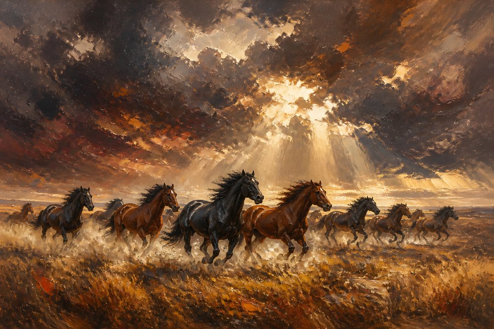 Wild Horses Beneath Storm Clouds — Storm Herd by Fab Posters