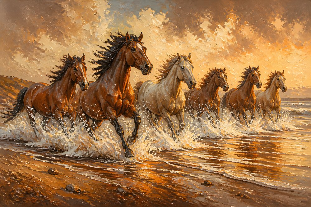Wild Horses Running Through Water — Water Surge Herd by Fab Posters