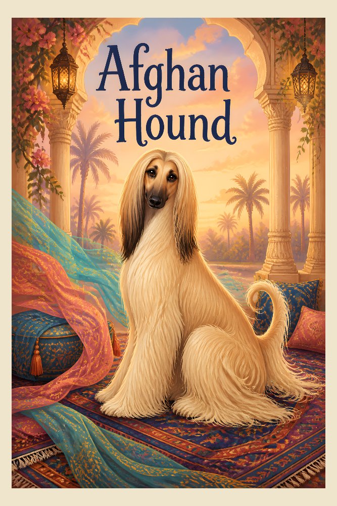 Afghan Hound — Silken Morning Watch by Fab Posters