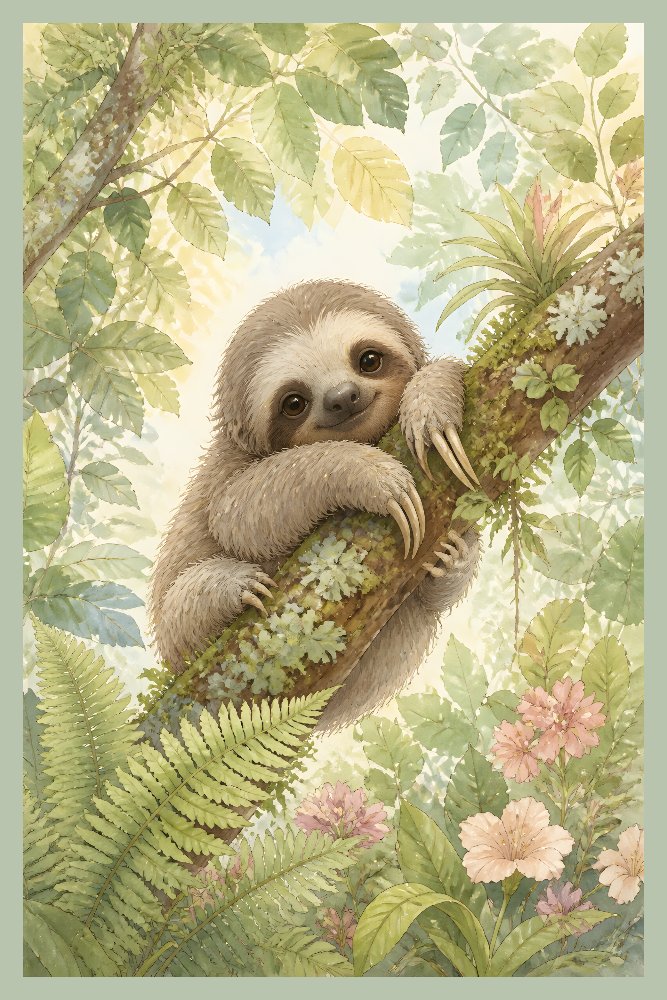 Forest Baby Sloth by Fab Posters