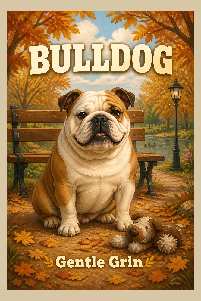 Bulldog — Gentle Grin by Fab Posters
