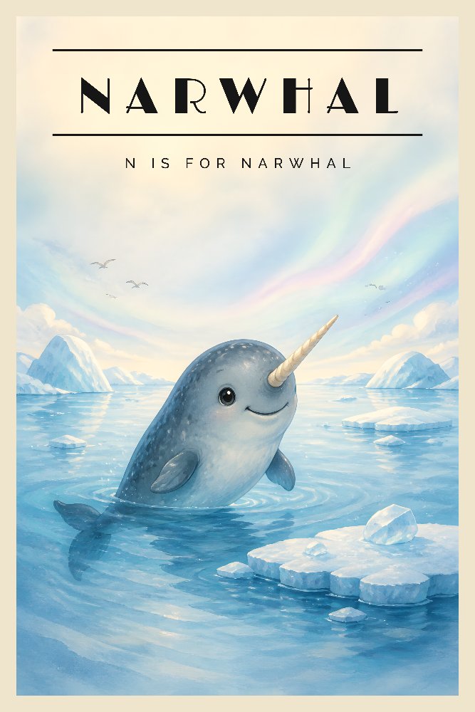 Narwhal — Letter N by Fab Posters
