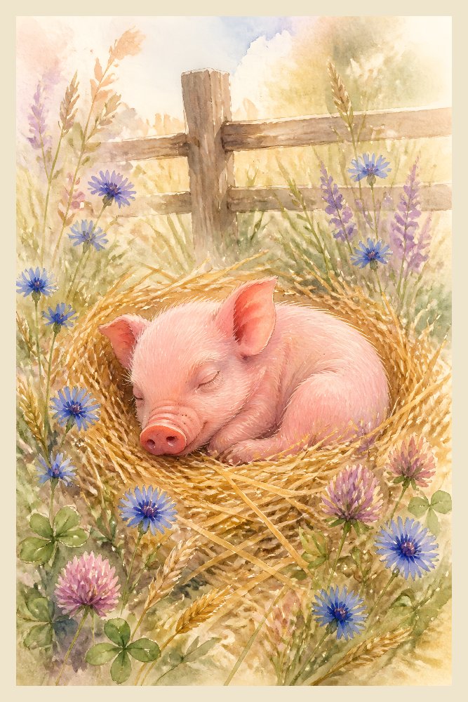Straw Piglet by Fab Posters