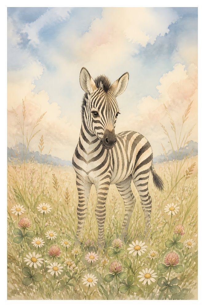 zebra foal — Stripe Stroll by Fab Posters
