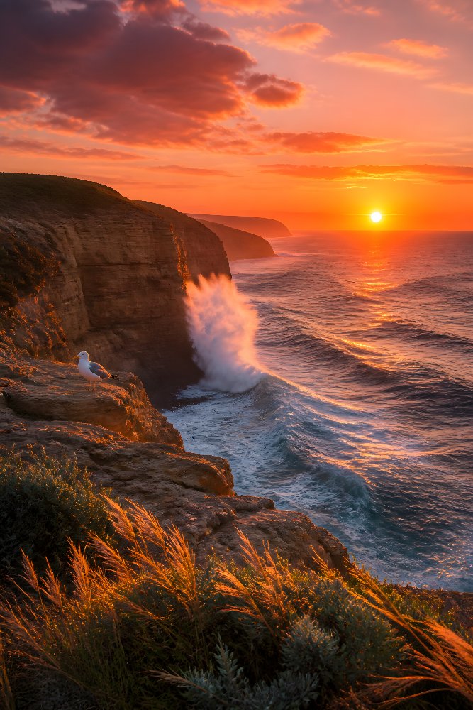 Ocean Cliffs at Sunset — Coastal Edge by Fab Posters