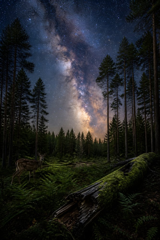 Pine Forest Beneath the Milky Way — Starlit Pines by Fab Posters