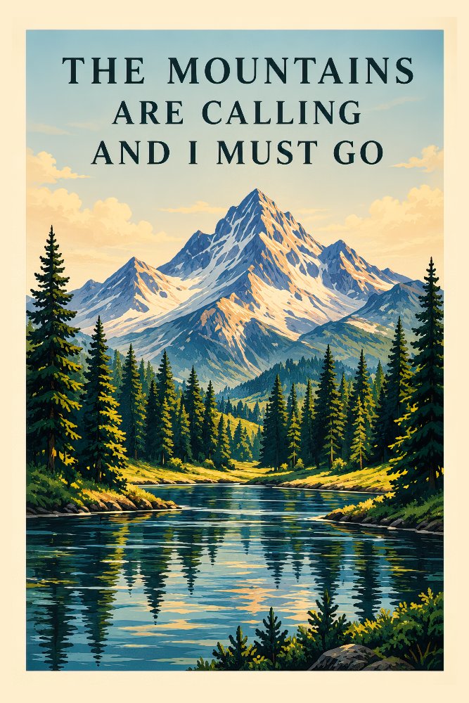 THE MOUNTAINS ARE CALLING AND I MUST GO by FabPosters