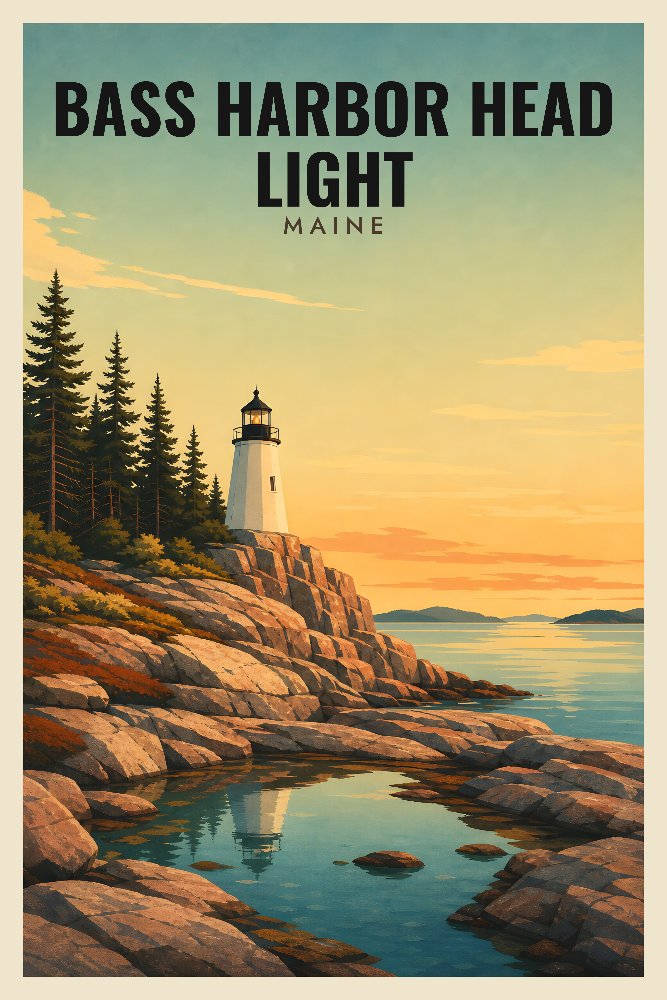 Bass Harbor Head Light — Bass Harbor Sunset by Fab Posters