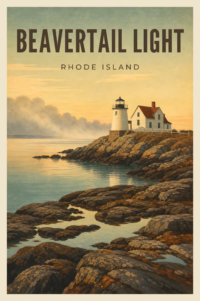 Beavertail Light — Beavertail Morning Fog by Fab Posters