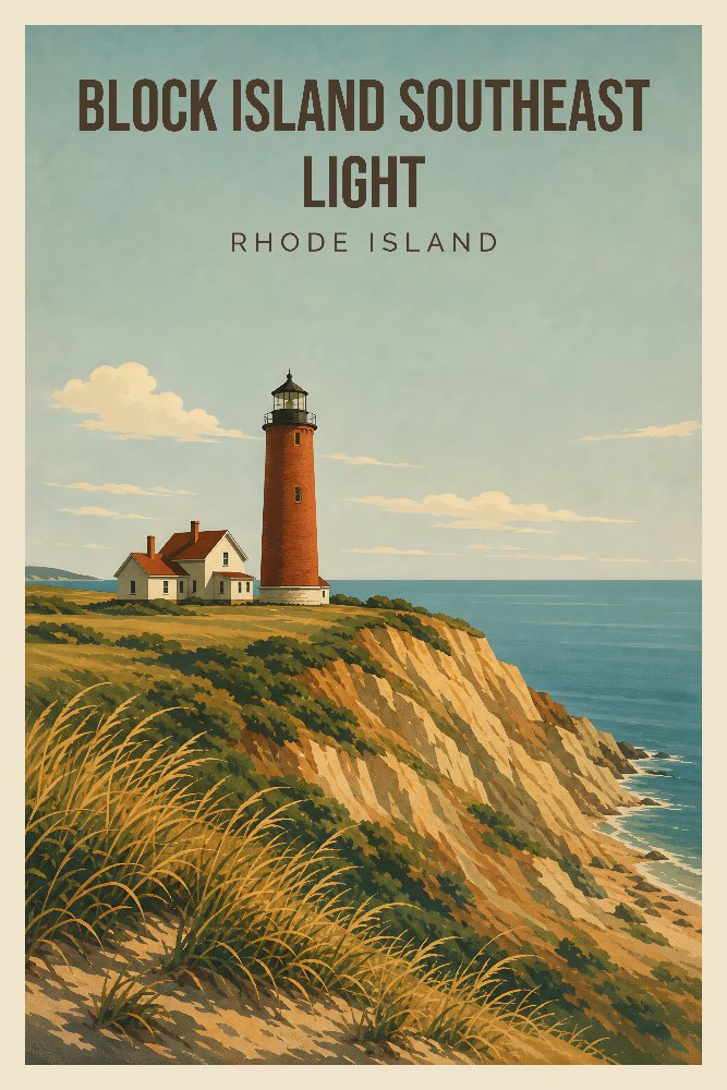 Block Island Southeast Light — Cliffside Beacon by Fab Posters