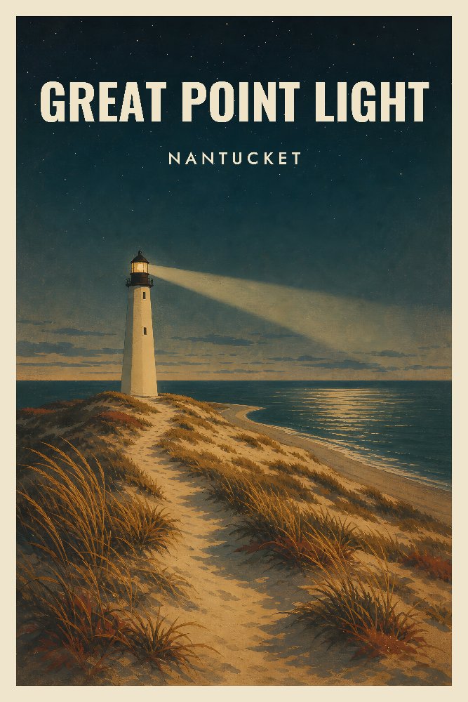 Great Point Light (Nantucket) — Night Beacon, Great Point by Fab Posters