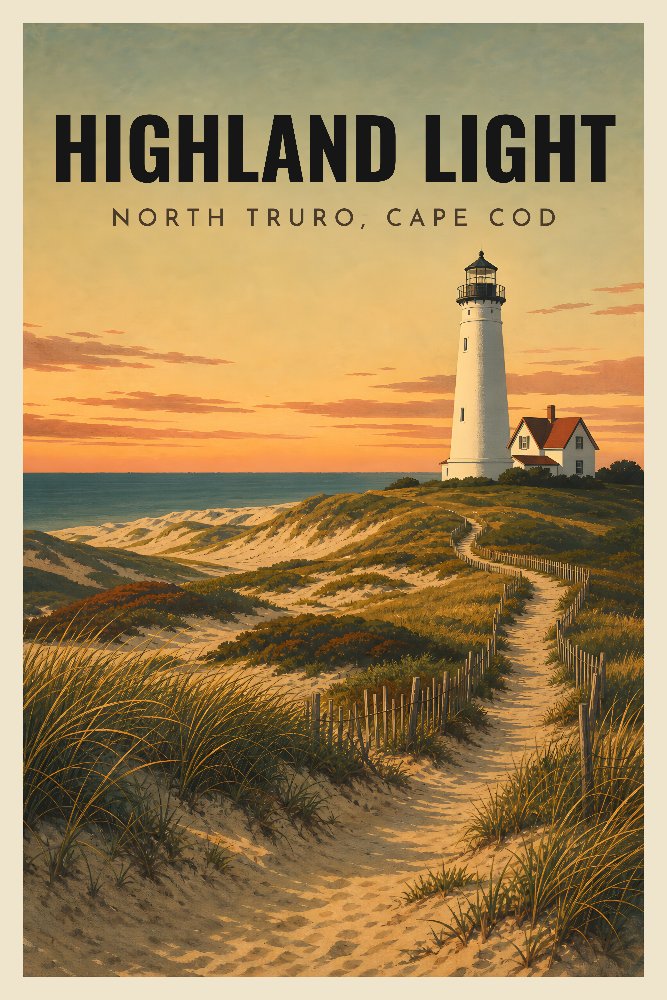Highland Light (North Truro) — Cape Cod Dunes by Fab Posters