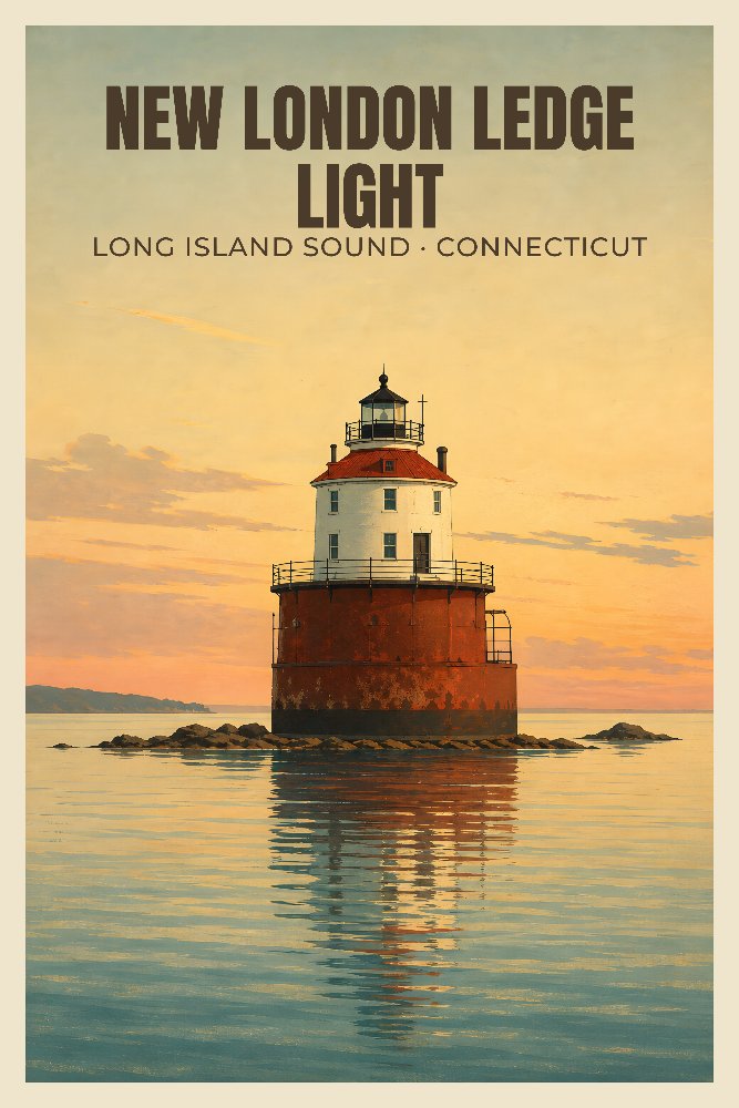 New London Ledge Light — Ledge in the Sound by Fab Posters