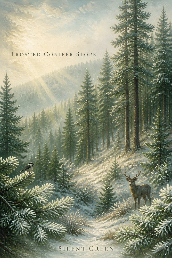 Frosted Conifer Slope — Frosted Conifers by Fab Posters
