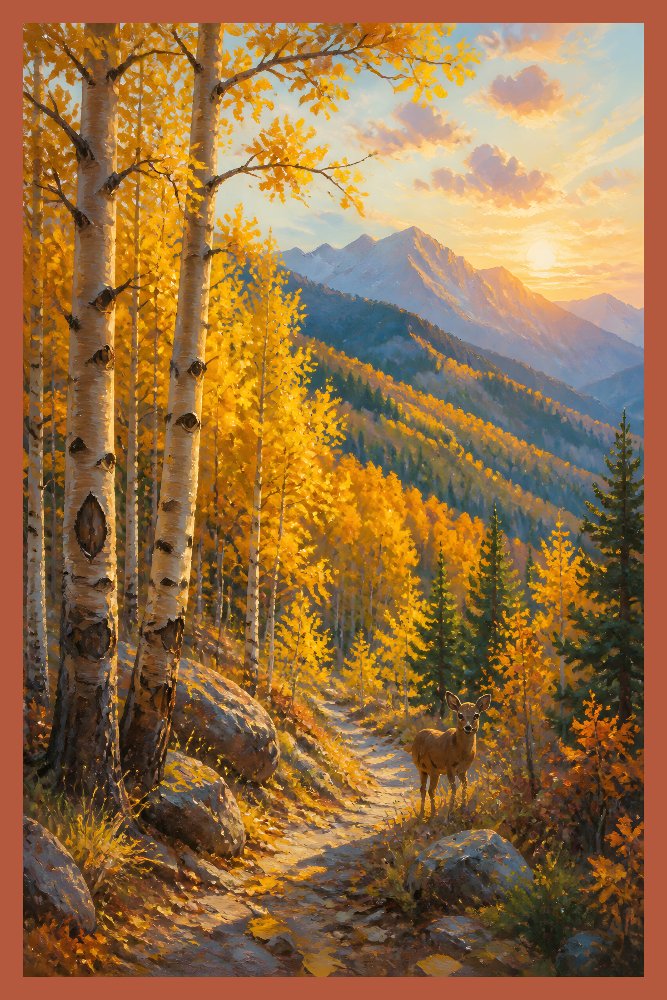 Golden Aspen Mountains — Aspen Morning Gold by Fab Posters