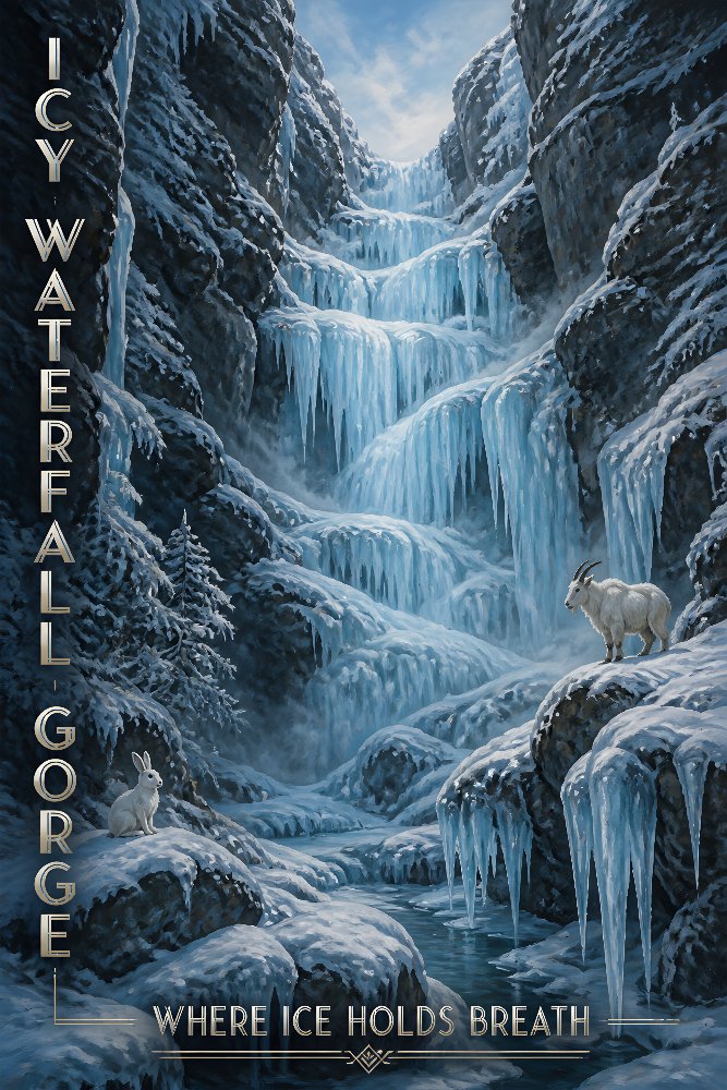Icy Waterfall Gorge — Frozen Gorge by Fab Posters