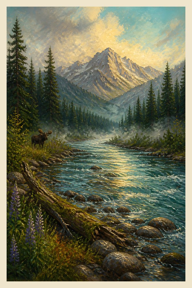 Mountain River Valley — River Valley Morning by Fab Posters