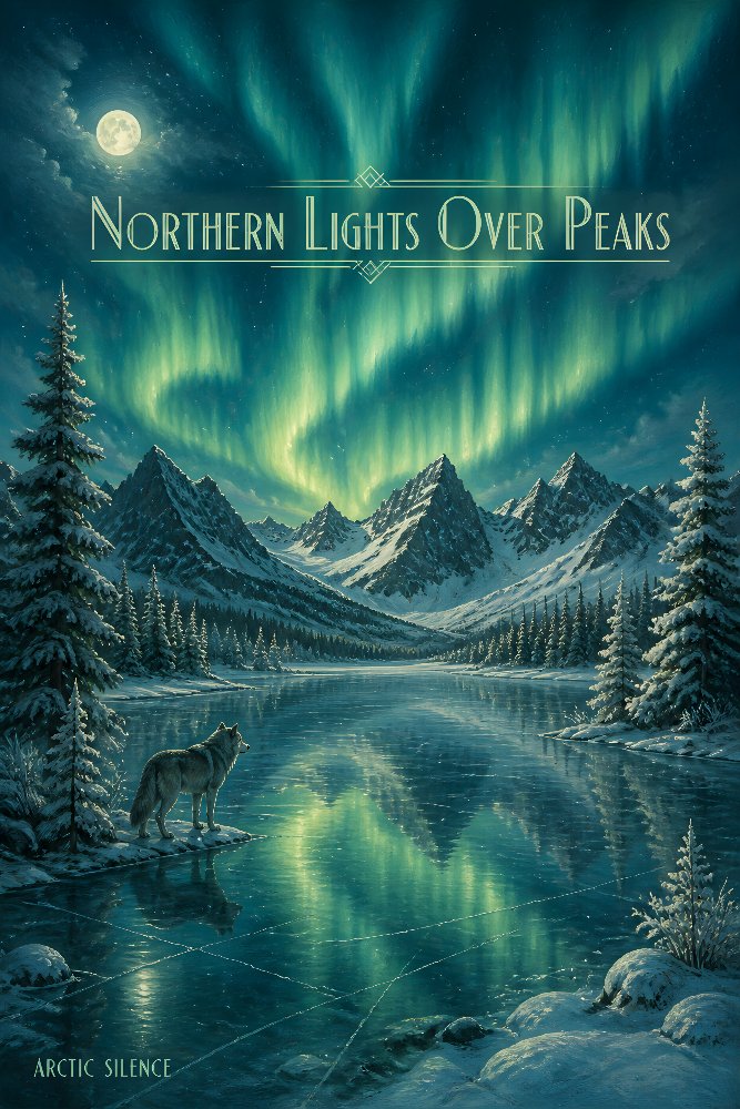 Northern Lights Over Peaks — Aurora on the Crest by Fab Posters