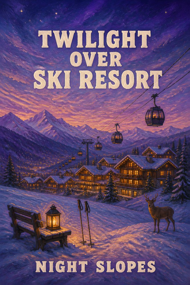 Twilight Over Ski Resort — Twilight Ski Resort by Fab Posters
