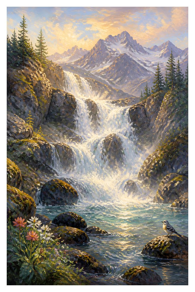 Waterfall Beneath the Peaks — Falls Under the Peaks by Fab Posters