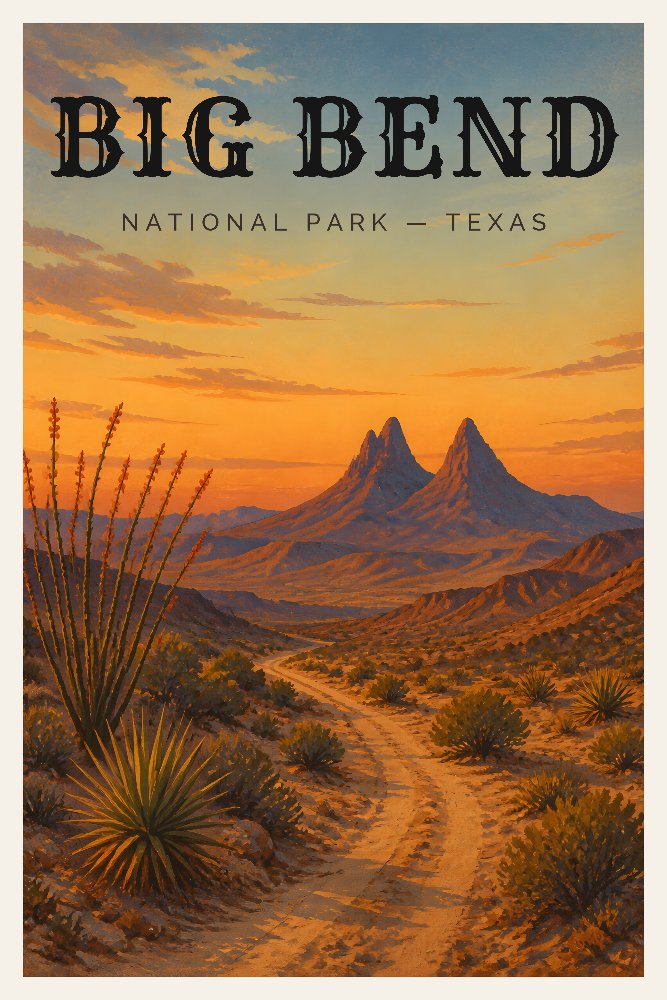 Big Bend — Mule Ears at Dusk by Fab Posters