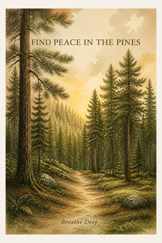 Find Peace in the Pines — Evergreen Quiet by Fab Posters