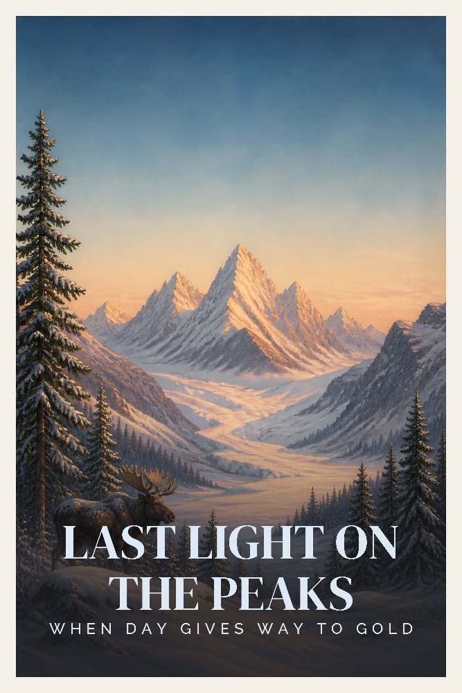 Last Light on the Peaks — Last Light Peaks by Fab Posters
