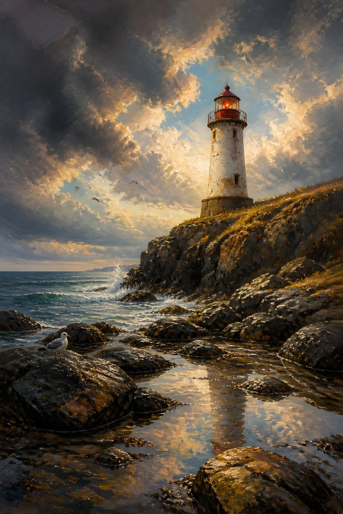 Lighthouse During a Breaking Storm — Storm Breaking by Fab Posters