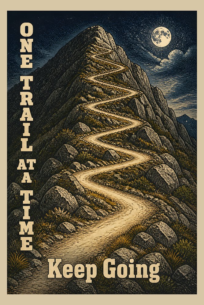 One Trail at a Time — Switchback Rise by Fab Posters
