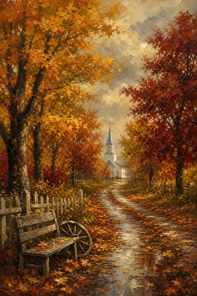 Country Church Lane by Fab Posters
