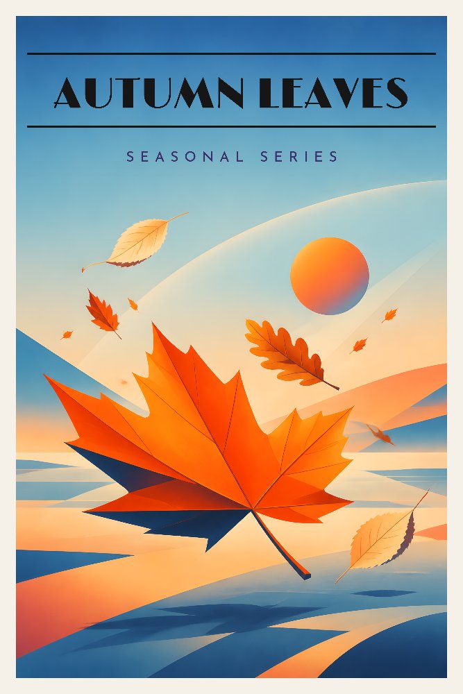 Autumn Leaves — Retro Leaf Orbit by Fab Posters