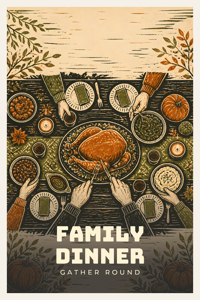Family Dinner — Gathered Table by Fab Posters