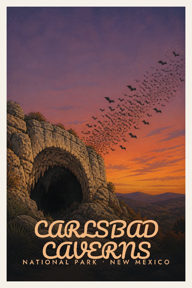 Carlsbad Caverns — Bat Flight at Twilight by Fab Posters