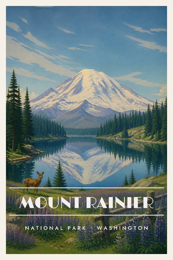Mount Rainier — Reflections of Rainier by Fab Posters