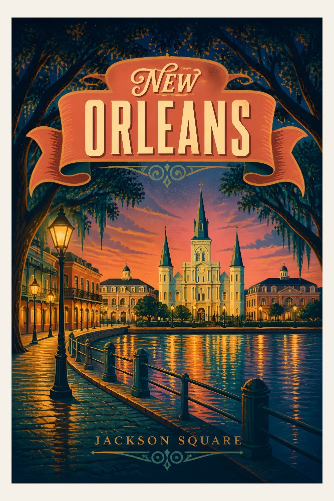 New Orleans — Jackson Square Evening by Fab Posters