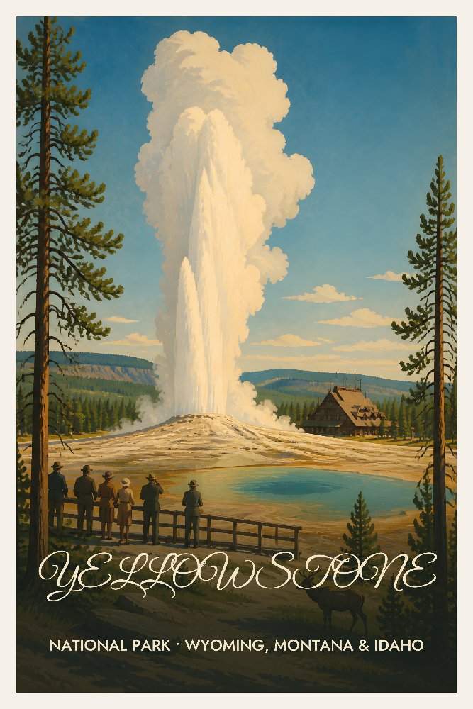 Yellowstone — Old Faithful Eruption by Fab Posters