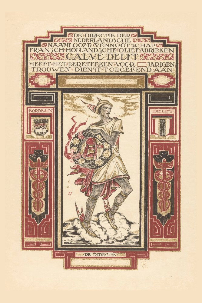 Design for a Diploma for Faithful Service at Calvé-Delft by Richard Nicolaüs Roland Holst
