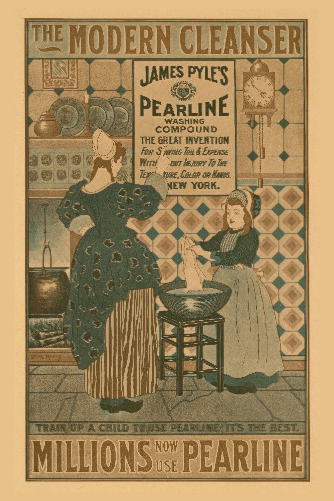 The Modern Cleanser, Millions Now Use Pearline by Louis Rhead