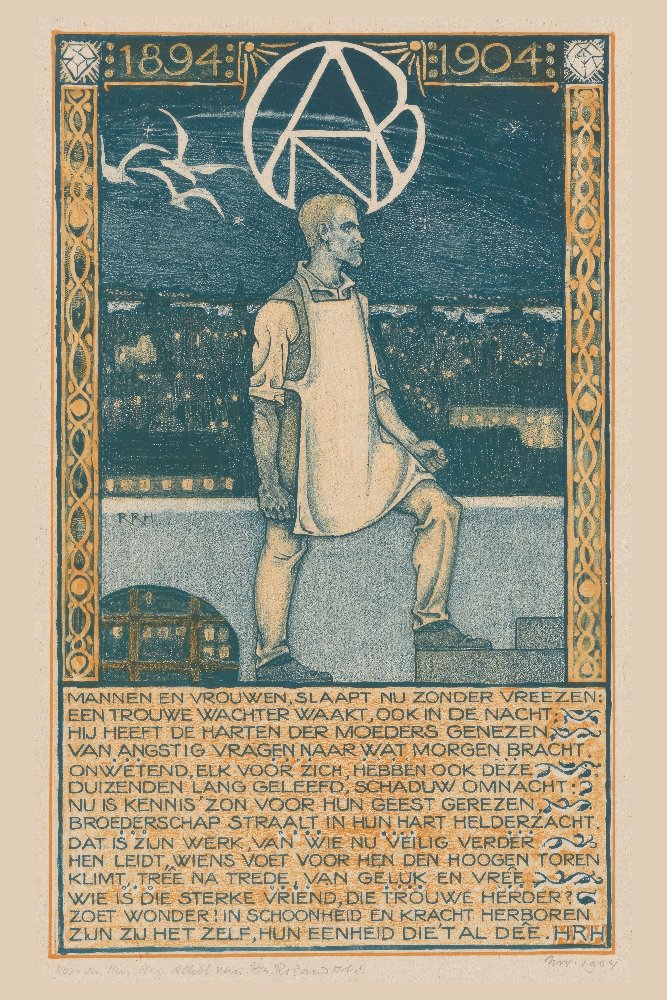 Print for the Tenth Anniversary of the General Dutch Diamond Workers' Union by Richard Nicolaüs Roland Holst